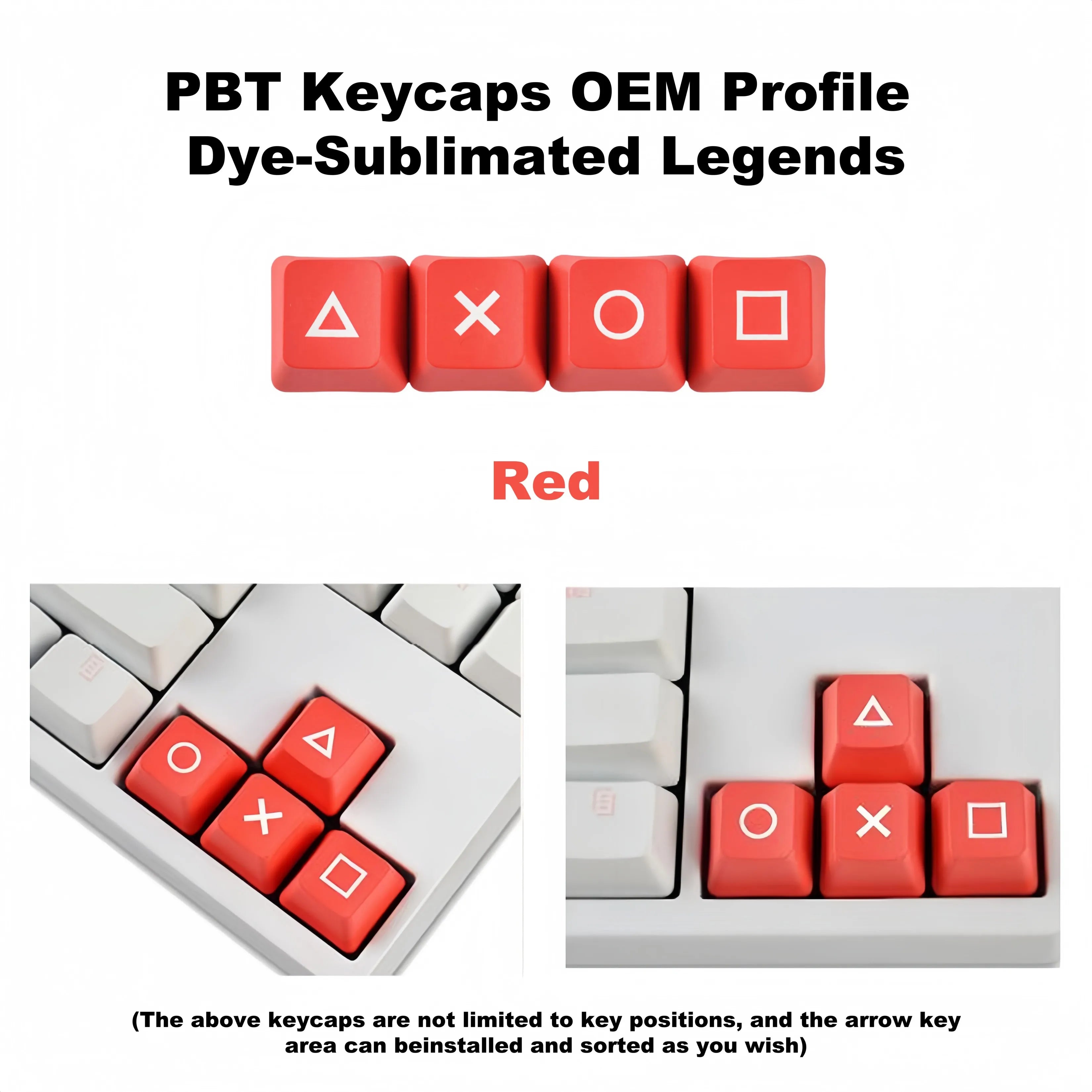 4 Keys/Set PSP Style PBT Keycaps OEM Height Dye-Sublimated Legends Directional Arrows Auxiliary Keys Keyboard Accessory
